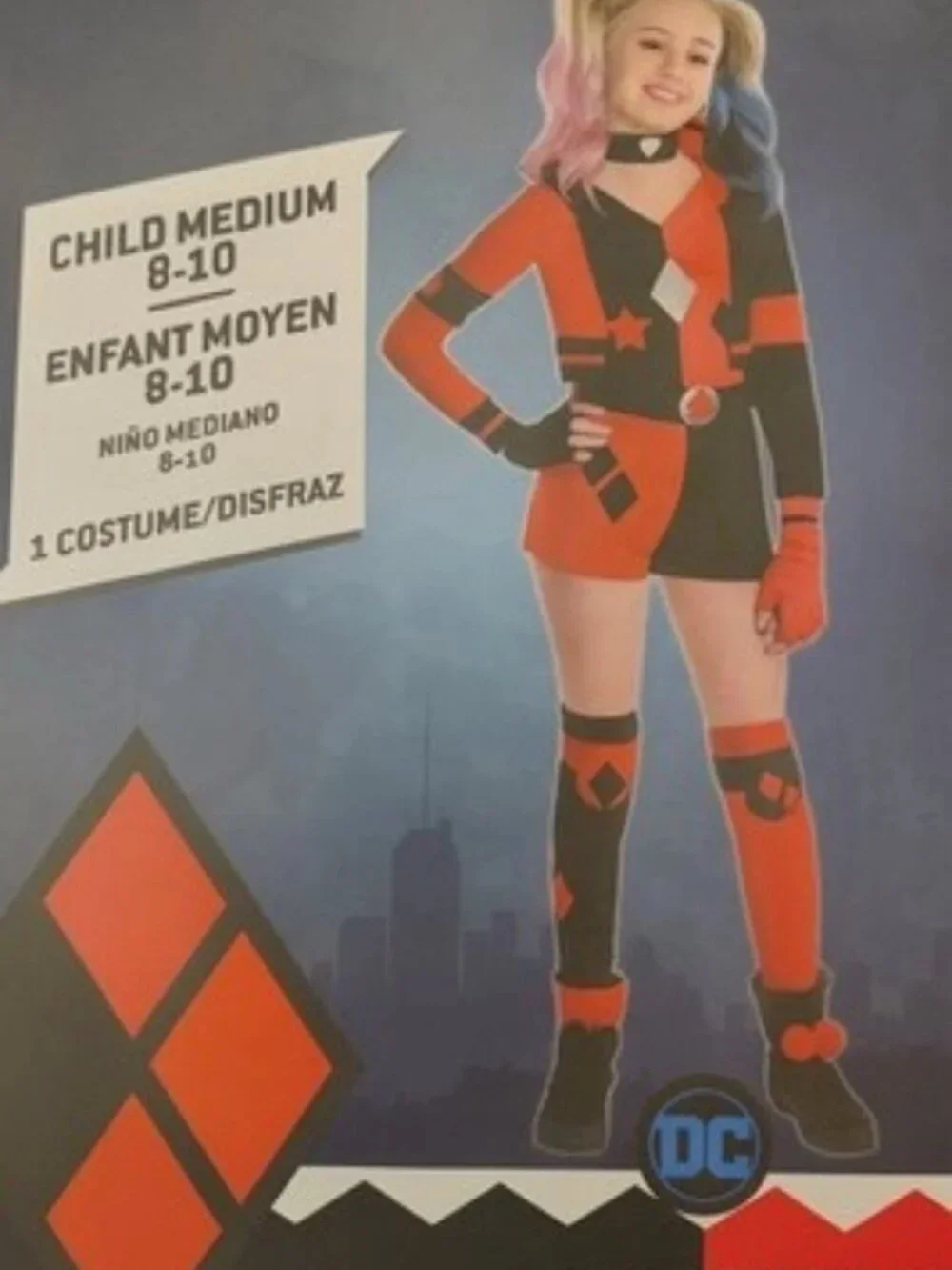 Girl's DC Comics Super Villain Harley Quinn Costume Skirt Dress Outfit